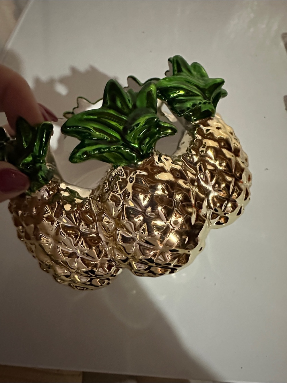 Decorative Gold and Green Pineapple candle holder